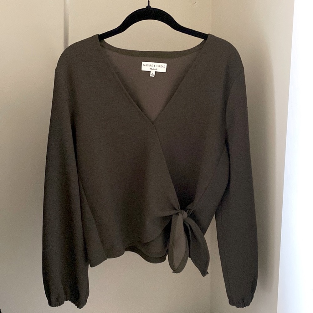 Madewell long sleeve top with tie